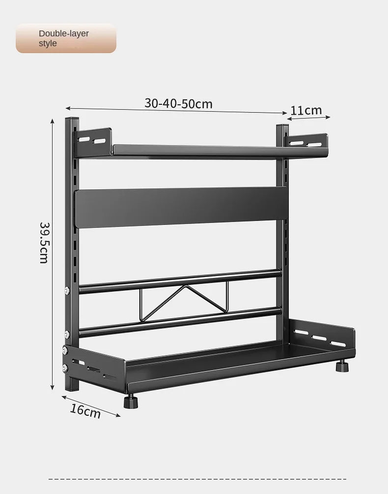 Étagère à Épices Double Niveau en Métal – Sans Perçage, 30 cm