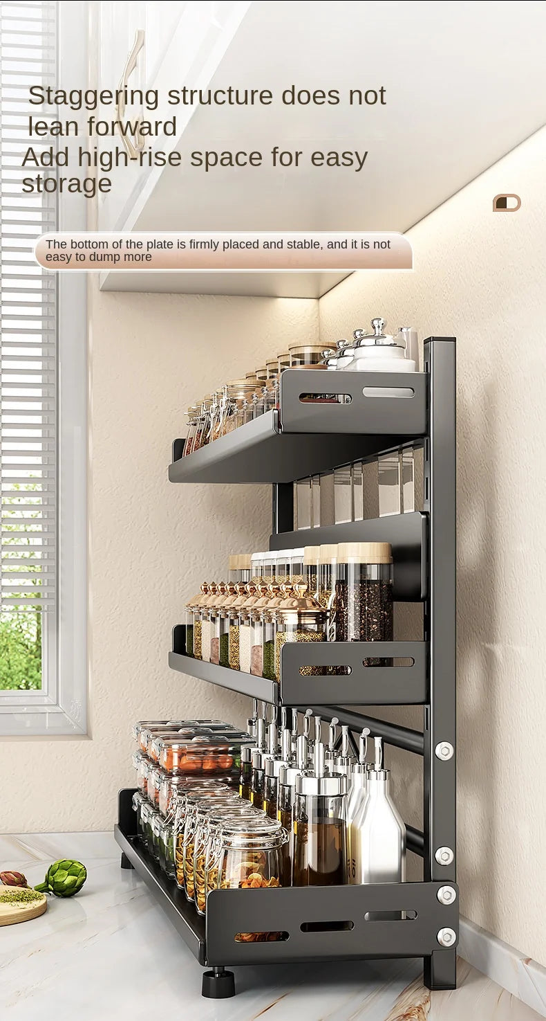 Étagère à Épices Double Niveau en Métal – Sans Perçage, 30 cm