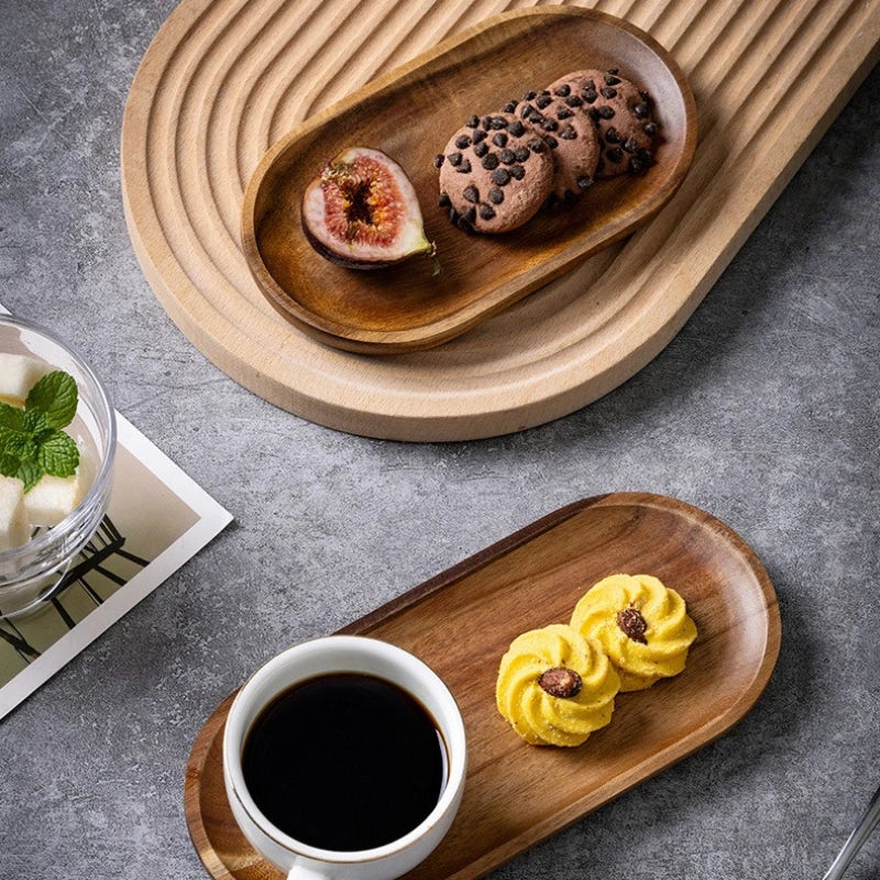 Plateau en Bois d'Acacia – Dessous de Verre & Plateau de Service Multifonction