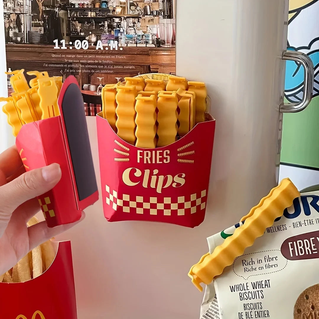 Pinces de Fermeture Alimentaires – Lot de 12, Design Frite, Fermeture Hermétique
