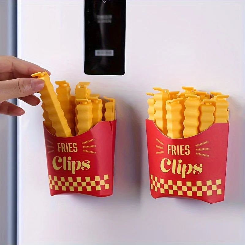 Pinces de Fermeture Alimentaires – Lot de 12, Design Frite, Fermeture Hermétique