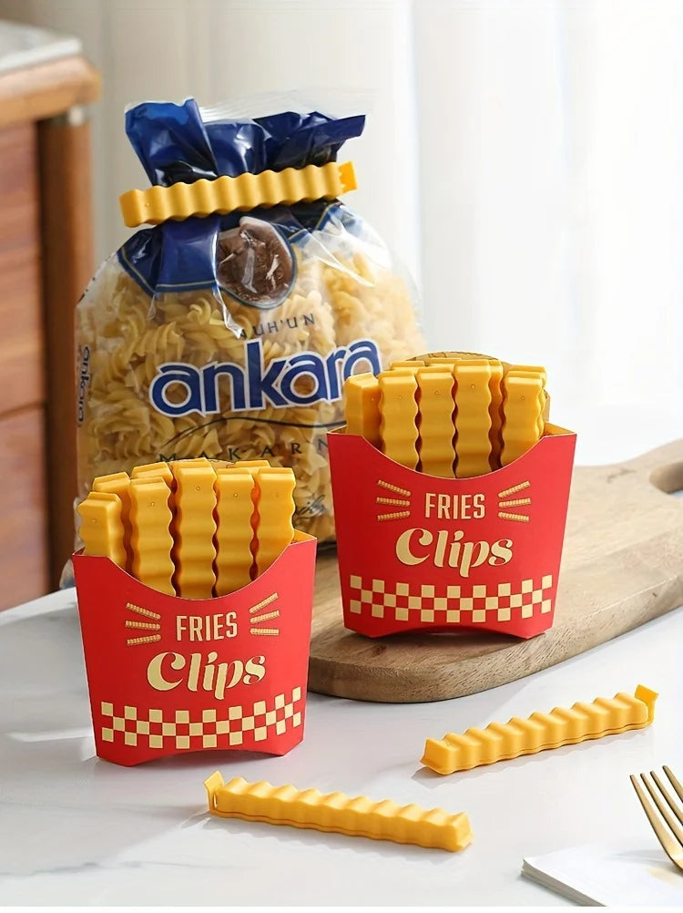 Pinces de Fermeture Alimentaires – Lot de 12, Design Frite, Fermeture Hermétique