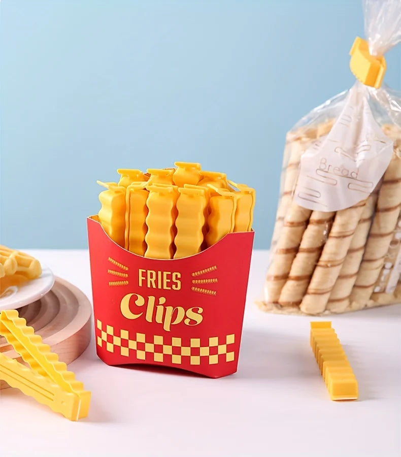 Pinces de Fermeture Alimentaires – Lot de 12, Design Frite, Fermeture Hermétique