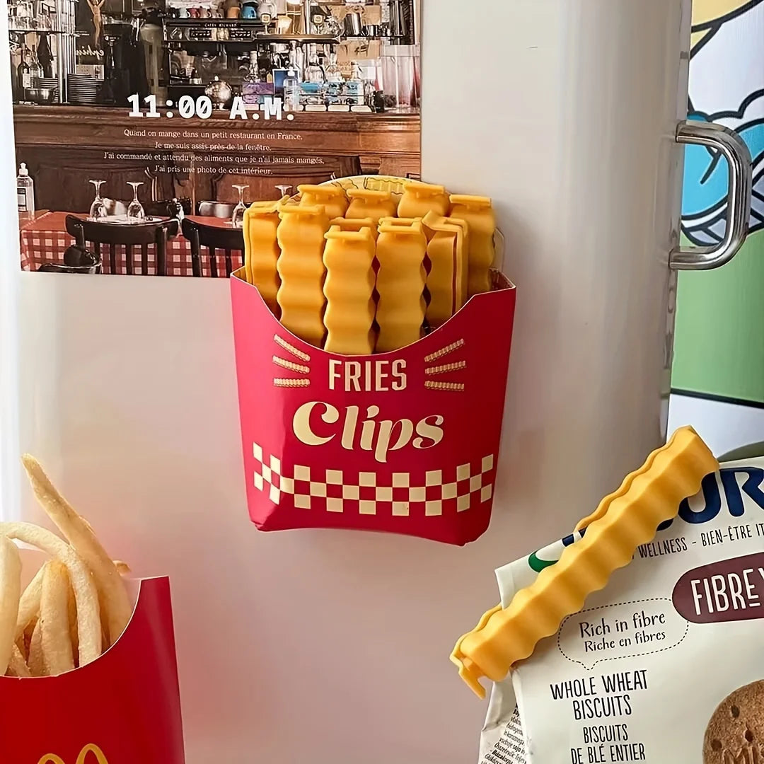 Pinces de Fermeture Alimentaires – Lot de 12, Design Frite, Fermeture Hermétique