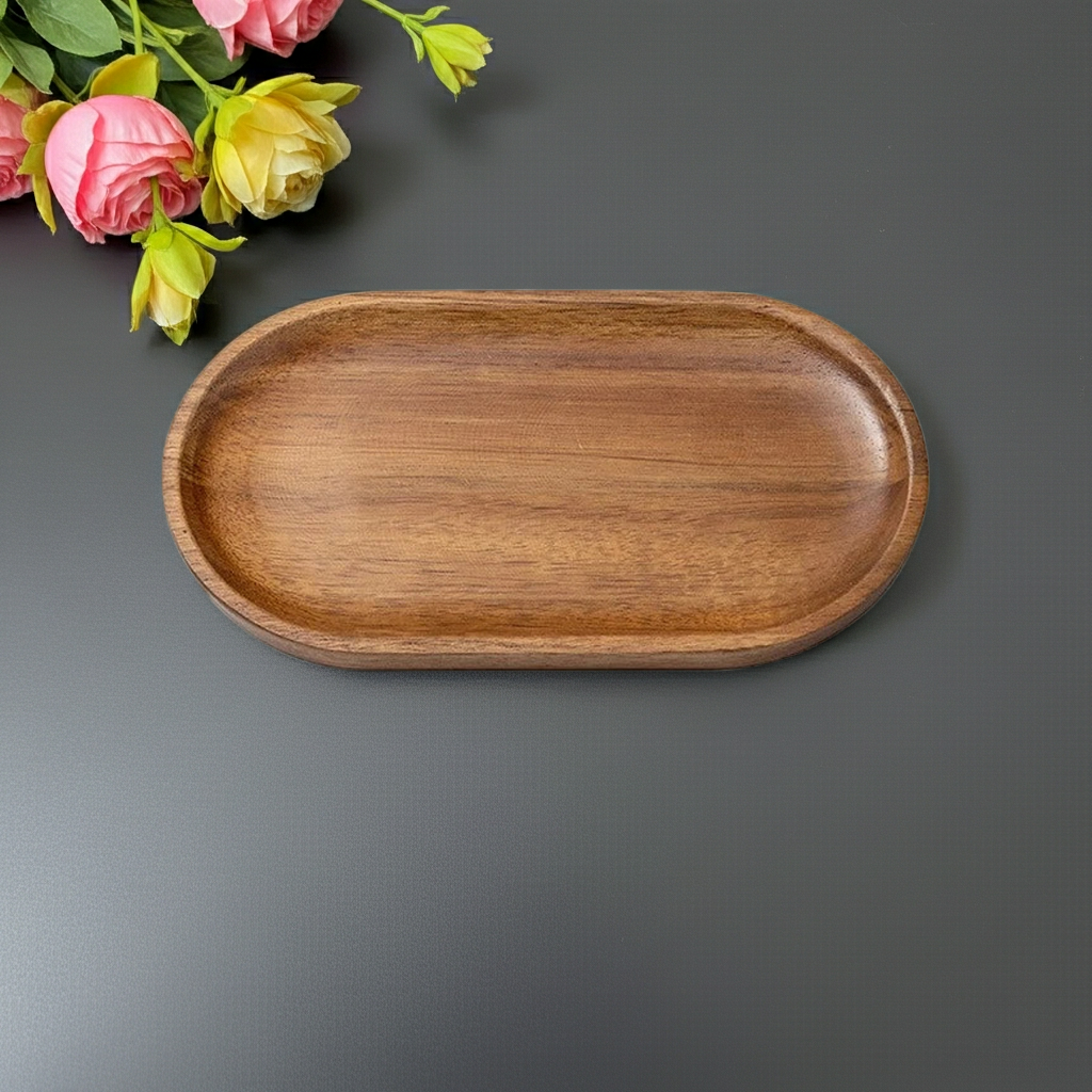 Plateau en Bois d'Acacia – Dessous de Verre & Plateau de Service Multifonction